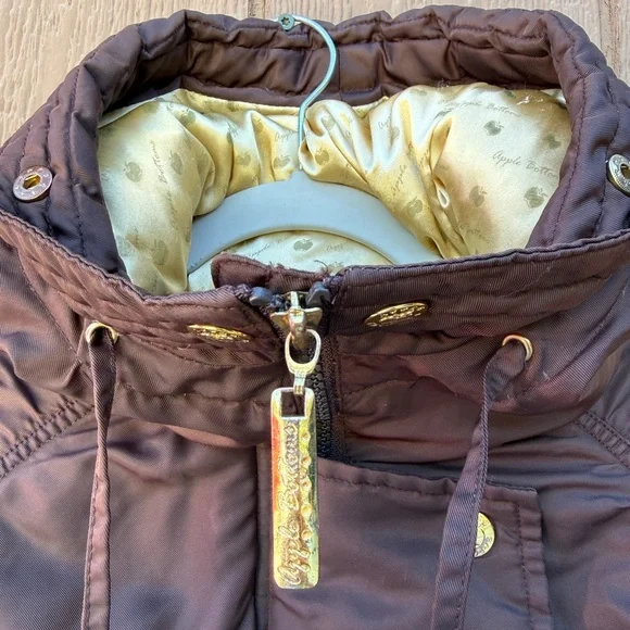 Y2K Rare Vintage Nelly’s Apple Bottoms Coat - Bling Gold Accents Down Size Large - Picture 14 of 16